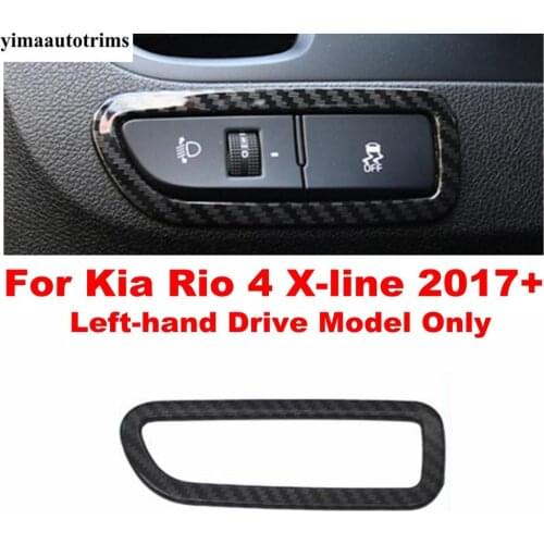 Head Light Lamps Switch Button Panel Cover Trim Garnish Carbon Fiber / Matte Interior Refit Kit For Kia Rio 4 X-line 2017-2020