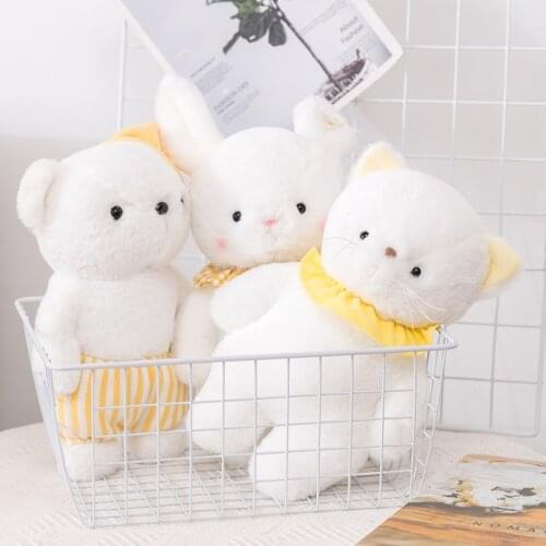 35CM New Cute Milky White Small Animal Plush Toy Kawaii Soft Bear/Cat/Rabbit Doll Home Decoration Girl Holiday Gift