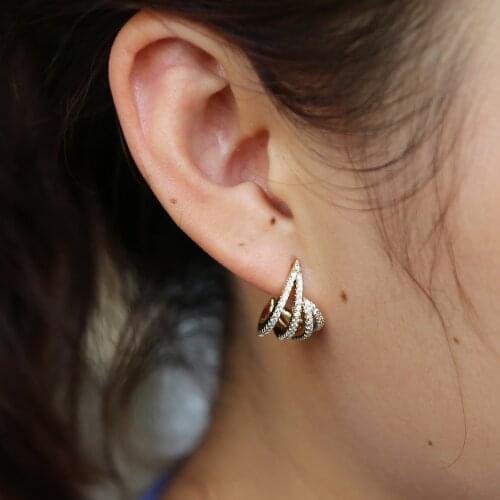 New elegant gold color Earrings Punk full cz statment Stud Earring delicate mini Earring Studs For Women Jewelry Wholesale