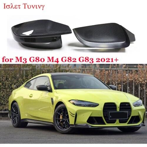 New M3 M4 Carbon Fiber Rear View Mirror Cover for BMW M3 G80 M4 G82 G83 Side Door Mirror Caps LHD RHD 2021