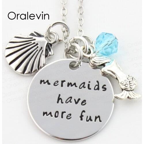 Wholesale MERMAIDS HAVE MORE FUN Charms Necklace Lover Gift Jewelry 10Pcs/Lot,#LN274