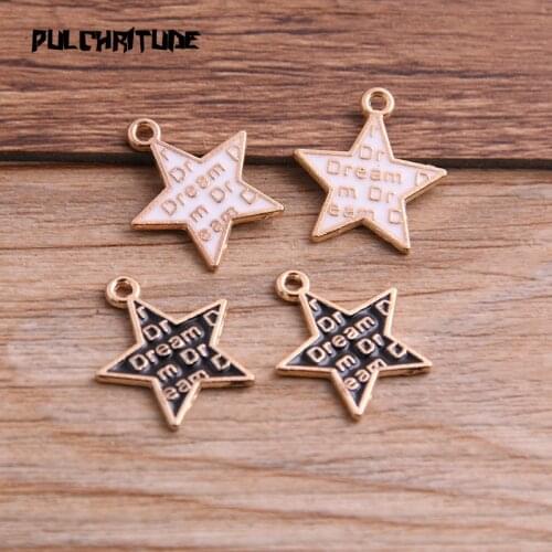 10pcs 16*18mm Two Color Alloy Metal Drop Oil Dream Pentagram Charms Pendant For DIY Bracelet Necklace Jewelry Making