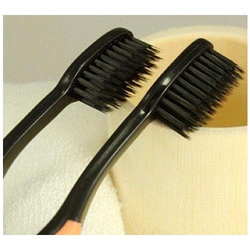 Black color Retail pack(4pcs) hot selling eco-friendly nano bamboo Charcoal health dual adult toothbrush as dental care product