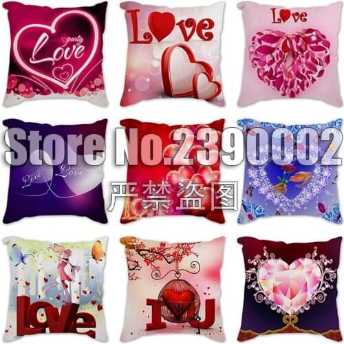 Happy Valentines Day Pillow Cases Cushion Cover Polyester Red Heart Love text Print Throw Pillow Case Home Decoration Pillowcase