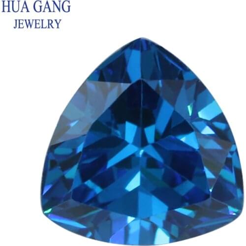 5A Blue Topaz Trillion Triangle Shape Cubic Zirconia Brilliant Cut Loose CZ Stone Synthetic Gems Beads For Jewelry 3x3-12x12mm