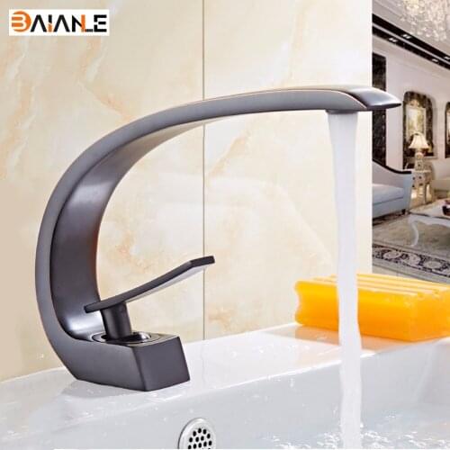Basin Faucet Free shipping New Black Brass Bathroom basin Faucet Bronze washing Basin mixer Tap for cold and hot water