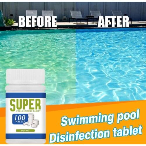 100pcs Swimming Pool Cleaning Effervescent Chlorine Tablet Foaming Cleaners Cage Disinfect Swimming Pool Foaming Clarifier