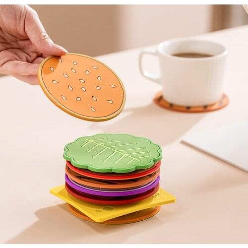8-piece coaster heat insulation non-slip placemat burger set creative and practical simulation burger home dining table coaster
