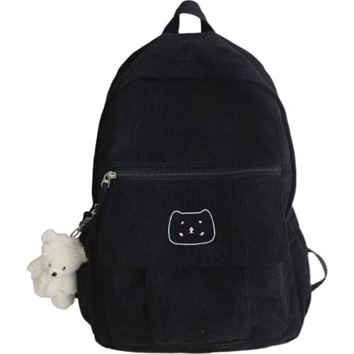 College Corduroy Backpack Female Student Korean Versatile Large Capacity High School Student Bag girls backpacks book bag