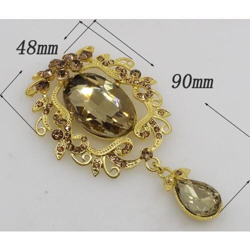 Women Clothing Accessories Rhinestones Crystal Big Flower Wedding Party Decoration Flatback Brooch Bridal Fashion Jewelry