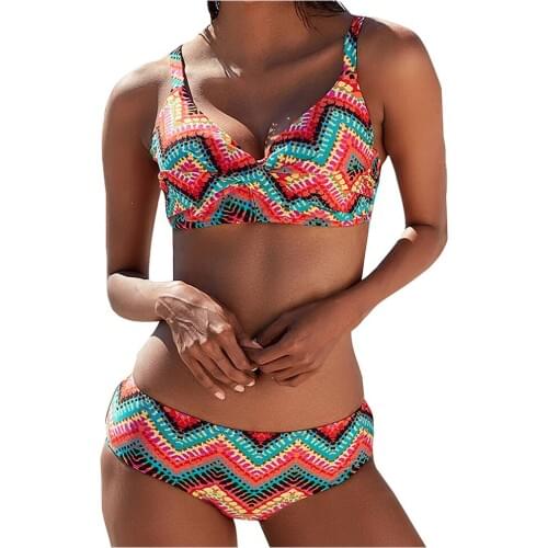 6 Styles Retro Skinny Ladies Cloth Ethnic Style Fashion Leaves Flowers Print Strappy Womens Bra Set Bathing Suits High Fashion