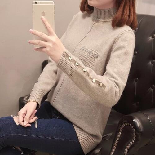 Patchwork Knitted Sweater Women 2020 Autumn Winter Jumpers Oversize Ladies Pullover Loose Button Korean Style Plus Size Knitwear