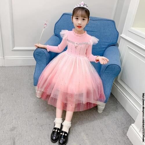 Winter Elsa Dress for Girls Halloween Kids Cosplay Party Dresses Disney Children Princess Dress Up Frozen Clothes