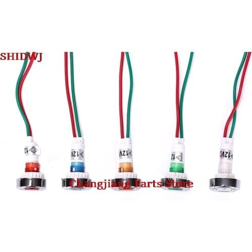 1/10pcs Car Boat 12V 10mm LED Indicator Light Pilot Dashboard Panel Warning Lamp Wired IP 45