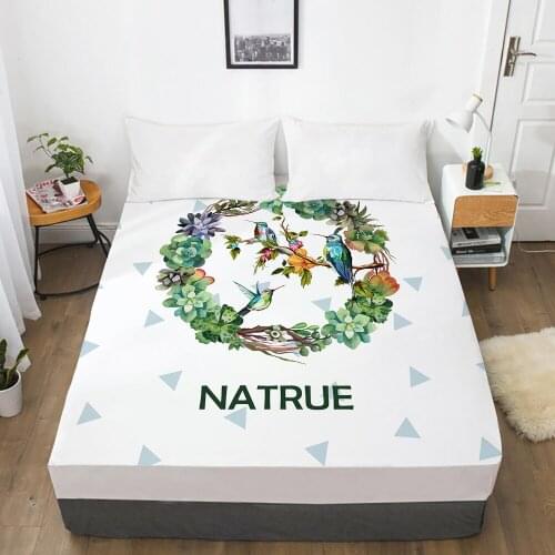 1pc bed sheet Elastic fitted sheet With An Elastic Band 150/180/200/160*200 Mattress Cover Double Bed cover nodic Magpie