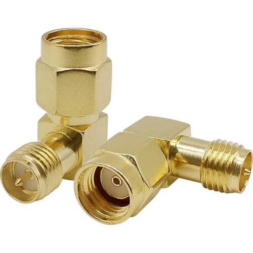 2Pcs RP-SMA Male Plug to RP SMA Female Jack Connector Right Angle 90 Degrees Coax RP SMA Type Adapter for Antennas WiFi Router