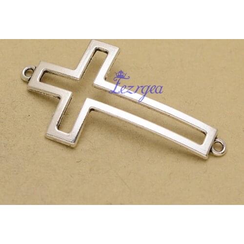 20pcs/lot--53x28mm, Antique silver plated Hollow Cross Connector Charms ,DIY supplies, Jewelry accessories