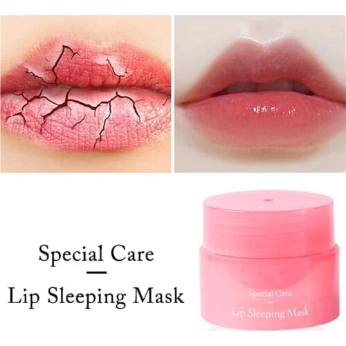 5Pcs Lip Care Balm Sleeping Mask Night Sleep Maintenance Moistened Lip Balm the Pink Lip Anti-drying Bleaching Cream