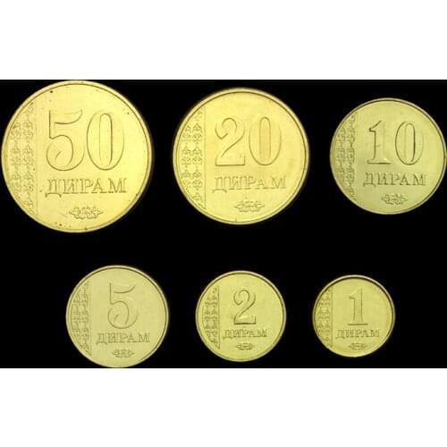 Tajikistan set of 6 pieces 2011 New Genuine Original Coins 100% Real Collect Issuing Coins Unc Aisa
