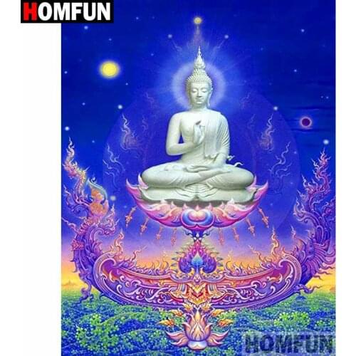 HOMFUN Full Square/Round Drill 5D DIY Diamond Painting "Religious Buddha" 3D Diamond Embroidery Cross Stitch Home Decor A20181