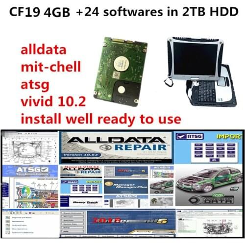 Auto Repair alldata software mi..ell atsg vivid 10.2 install well in Toughbook CF19 4G laptop with 2TB HDD 24 softwares included