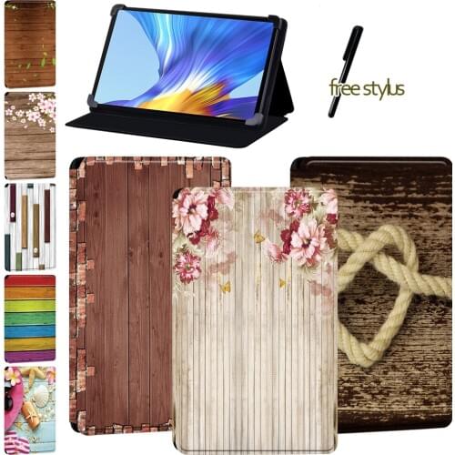Tablet Case Fit Huawei MatePad 10.4/Huawei Enjoy Tablet 2 10.1/MatePad(Pro 10.8/T8)/Honor V6 Wood Series Protective Cover+stylus