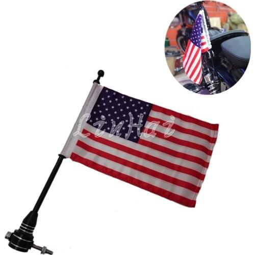 Motorcycle Black Luggage Rack Vertical Flag Pole American For Harley Touring Road King Glide&FLHT