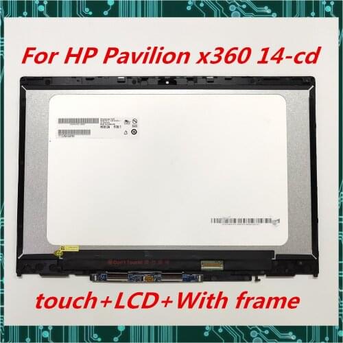 For HP Pavilion x360 14-cd series touch lcd display screen assembly+with frame Fully Tested