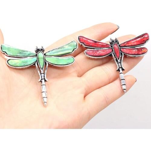 Womens Brooch Natural Shell Dragonfly-Shaped For Jewelry Making DIY Necklace Pendant Clothes Shirts Accessory