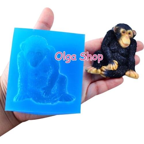 DYL442 72.3mm x 49.5mm Gorilla Silicone Mold Fondant Cake Decoration Candy Resin Clay Earrings Necklace Craft Soap Candle