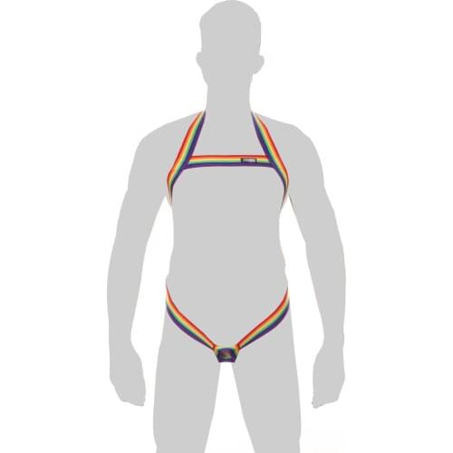 Harness Straps Body Bondage Costume Elastic Men Sexy Lingerie Bodysuit Erotic Hollow Out Performance Penis Ring Clothing