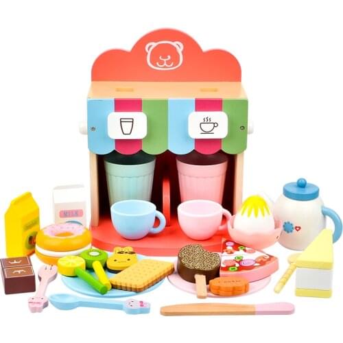 Toy Woo Wooden Pretend Coffee Maker Afternoon Tea Kitchen Toys Role Play Childrens Educational Toys Girls and Boys