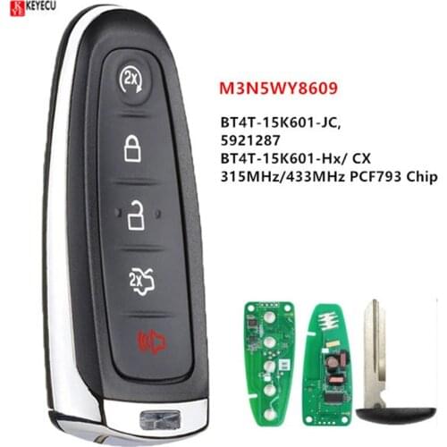 KEYECU BT4T-15K601-Cx 315MHz/433MHz PCF7953 Smart Remote Car Key Fob for Ford Edge Escape Explorer Taurus Flex Focus M3N5WY8609