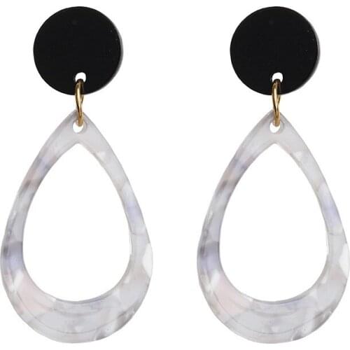 Korean Black Round Acrylic Earrings Water Drop Resin Dangle Drop Earrings For Women Earings Fashion Jewelry 2019