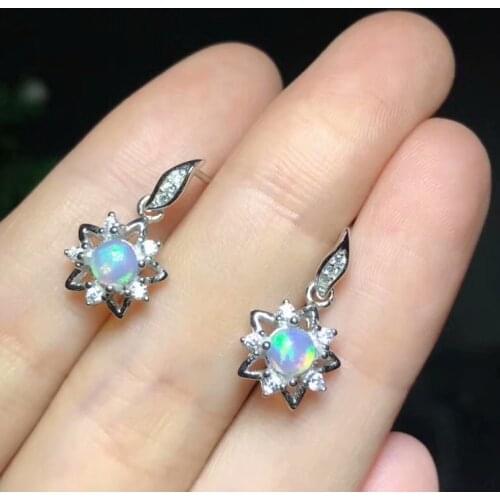 925 Pure silver inlaid with natural Opel nail pendant round 4.5 mm popular fashion accessories birthday gift envelope