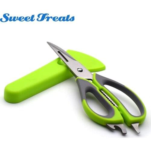 Sweettreats 7in1 Multifunction Kitchen Scissors Stainless Steel Shears Multipurpose Shears Garlic Press Peeler Opener Scraper