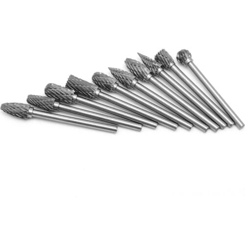 New 10Pc 1/8" 6mm Tungsten Carbide Cutter Rotary Burr Set Engraving Bit Tool K0AB