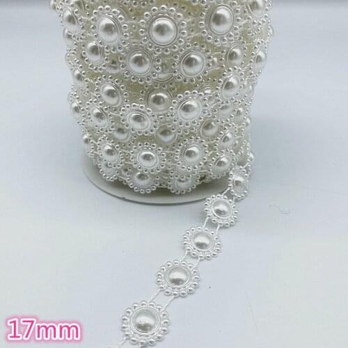 New 1 Yards 17mm Artificial Pearls Flower Beads Chain Garland Flowers Wedding Party Decoration Diy Accessories #17