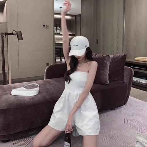 2021 Summer New Elegant Niche Net Red Texture Tube Top High Waist Slimming Jumpsuit for Women