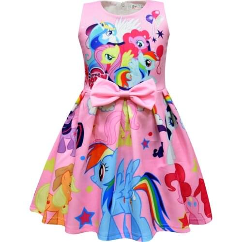 New Summer Unicorn Girl Princess Dress Cute Cartoon Unicorn Party Dress Children Clothing