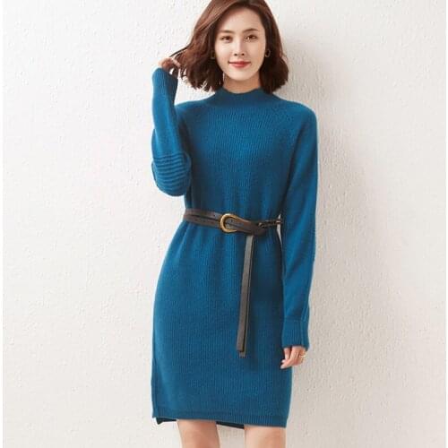 Autumn Winter Thick Women Cashmere Wool Knitted Ribbed Pullover Sweater Long Sleeve Mockneck Slim Soft Warm Femme