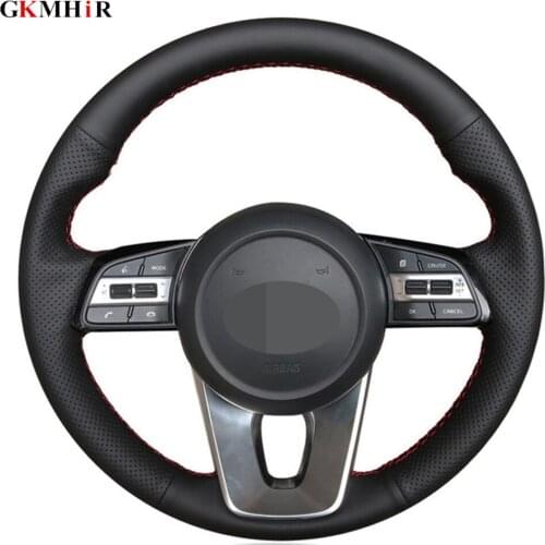Hand-stitched Black Artificial Leather Car Steering Wheel Cover For Kia K5 Optima 2019 Cee'd Ceed 2019 Forte Cerato (AU) 2018