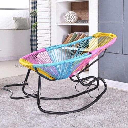 Net celebrity rocking chair adult recliner balcony home leisure rattan chair backrest color Yaoyao chair rattan lazy chair summe