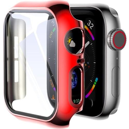 Glass+Cover For Apple Watch 6 Case 44mm 40mm iWatch Case 42mm 38mm bumper+Screen Protector apple watch Serie 6 5 4 3 2 1 Red