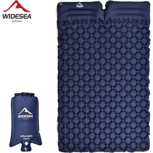 Widesea camping Double Inflatable Mattress Outdoor Sleeping Pad Bed Ultralight Folding Travel Air Mat Cushion Moistureproof