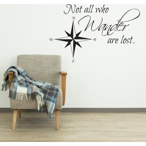 Compass Wall Decal Quote Not all Who Wander Are Lost Vinyl Wall Stickers Removabel Bedroom Living Room Decor Accessories Z904