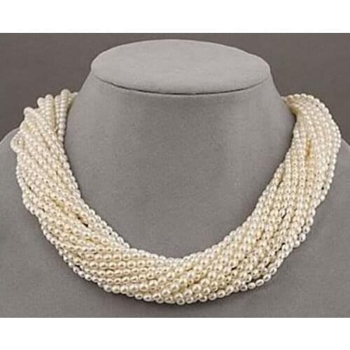 Women Gift word Love New Design 12 strands real charming AAA+ south sea white pearl necklace 18" a(5.18)