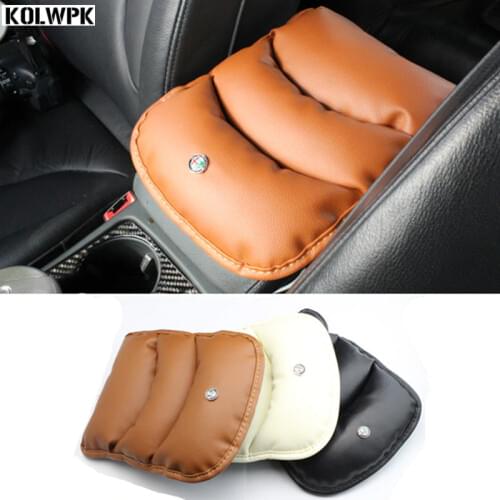 1pcs Auto Center Console Arm Rest Seat Box Padding Protective Case Soft PU Mats Cushion For alfa romeo 159 147 156 mito emblema