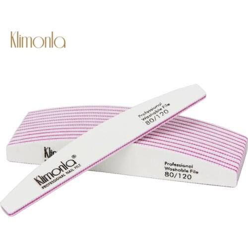 10Pcs Klimonla White Nail File Sandpaper 80/120 Grit for gel nails Half Moon For Manicure Pedicure Tool de limas Nail Files