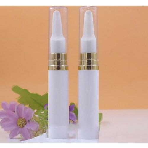 10pcs Plastic Vacuum Bottle Airless Pump Bottles White Eye Cream Bottle Pen Small with Smear Massage Head Gold Neck 10ml